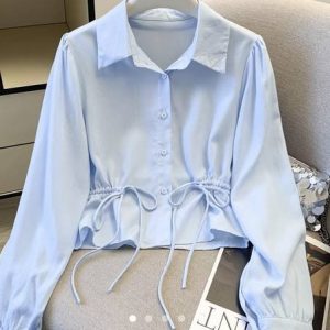 Croptop Bo Chun Rút Dây Eo