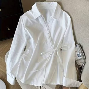 Áo Sơ Mi Trắng Thắt Dây Eo